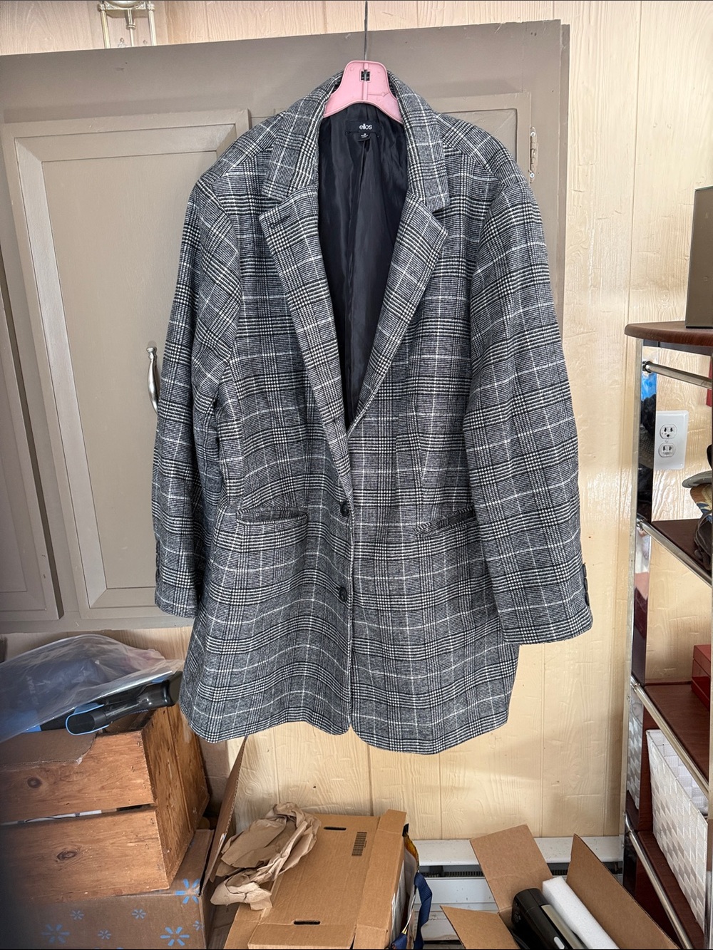 ellos Gray Plaid Blazer Jacket